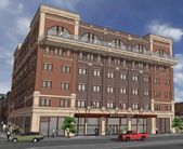 Rendering of the Stanely Hotel being built in downtown Muscatine